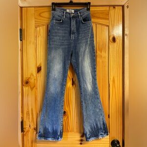 We The Free Distressed High Waisted Boot Cut Jeans